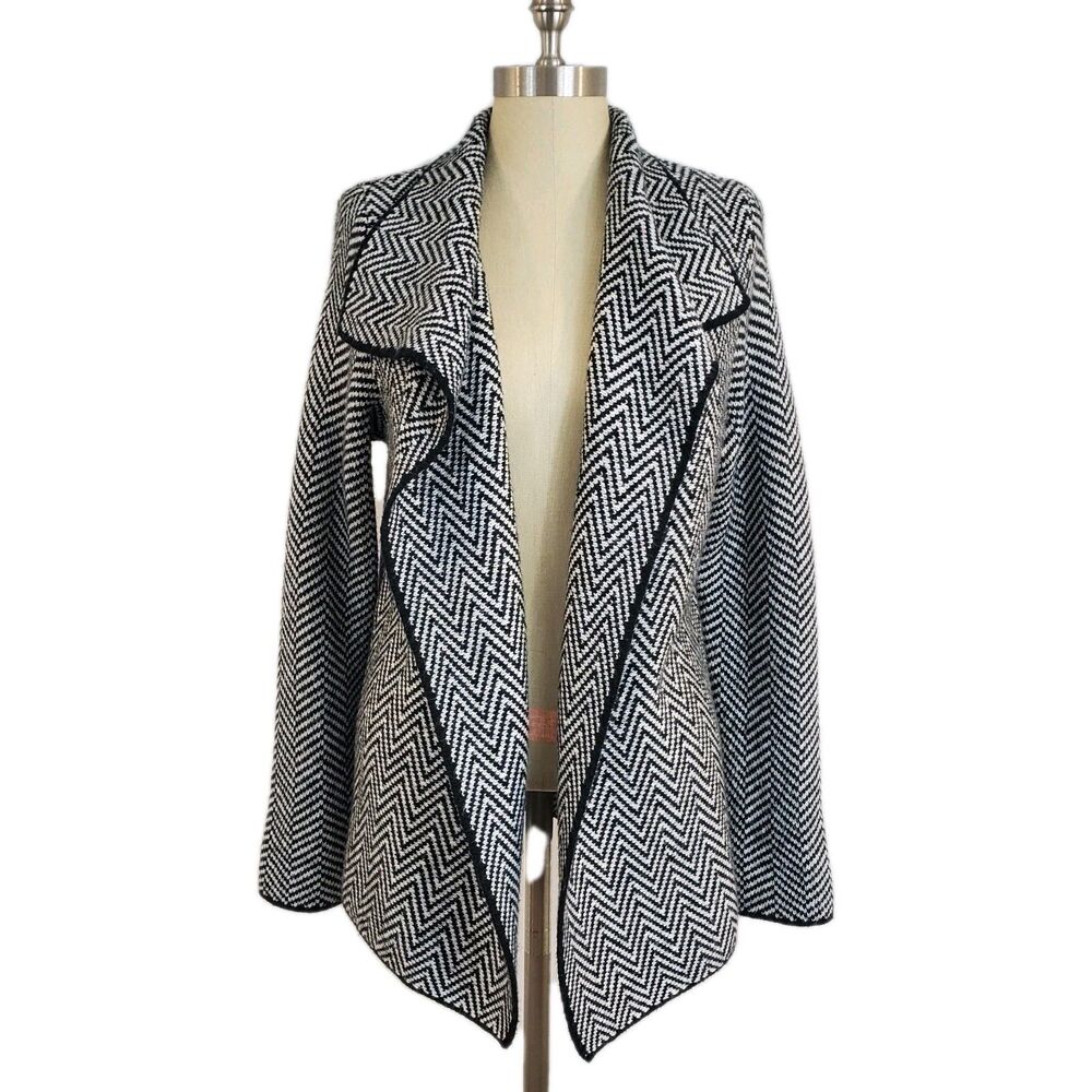 Talbots Herringbone Open Front Draped Cardigan Sw… - image 1